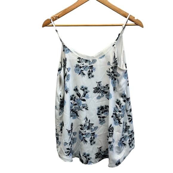 Pink Republic Floral Tank Top Medium White Blue Adjustable Straps Flowy Lined - Picture 5 of 7